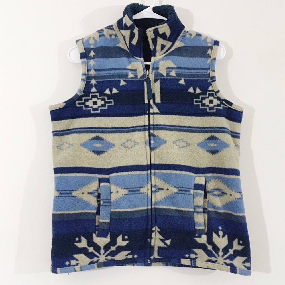 Southwestern Fleece Vest Boho Zip Top